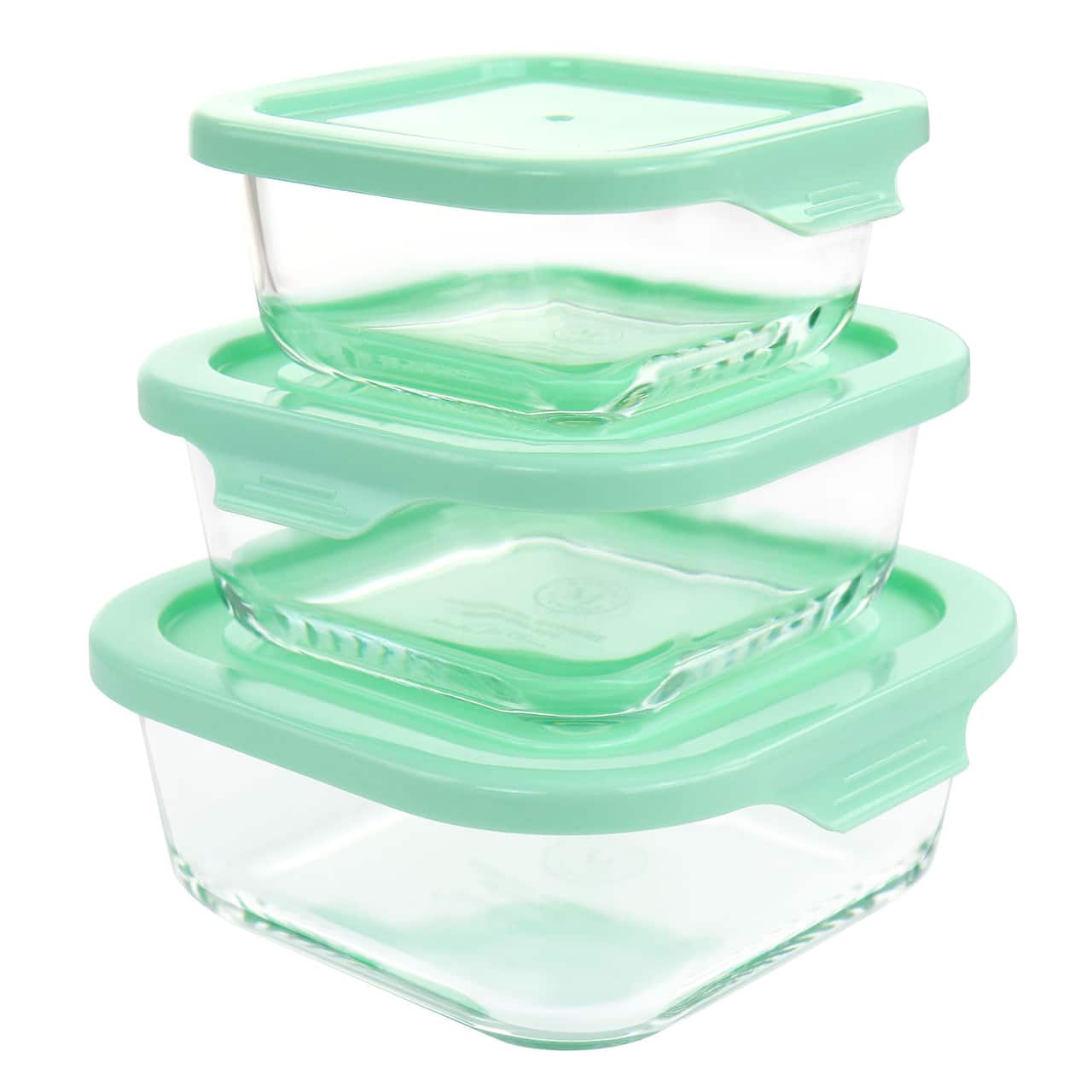 Martha Stewart Square Glass Storage Containers with Mint Lids